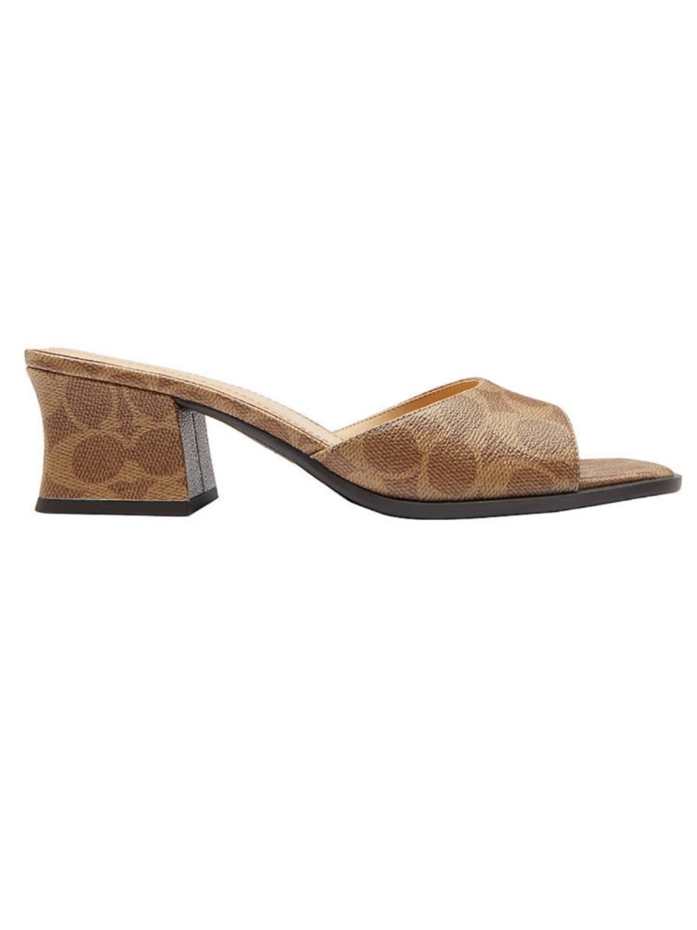 Coach Tan Logo-Print Slide Sandal with Low Block Heel Size 6 new in box - Picture 4 of 5